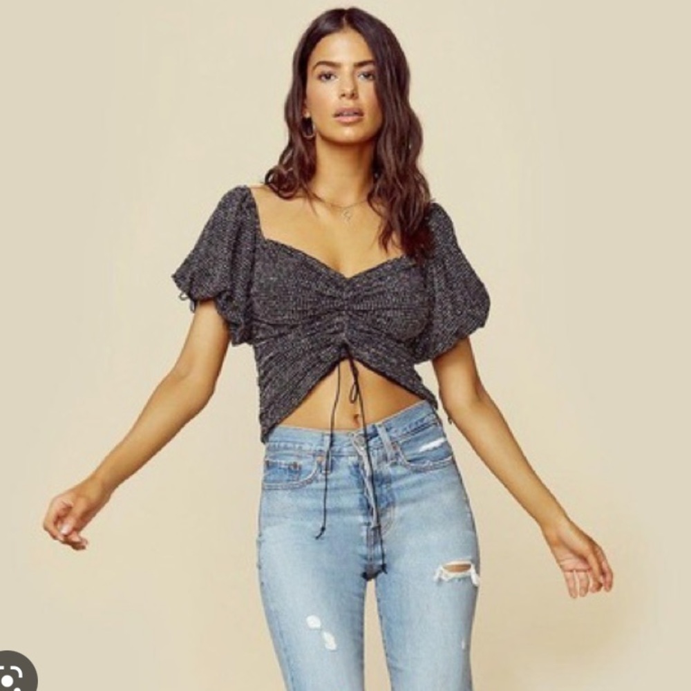 For Love & Lemons Ava ruched glitter top